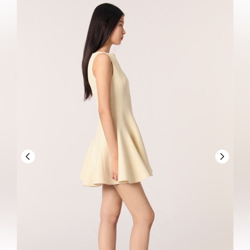 NWOT Maje Risoleil Pale Yellow Tweed Dress—No size tag - Picture 2 of 15